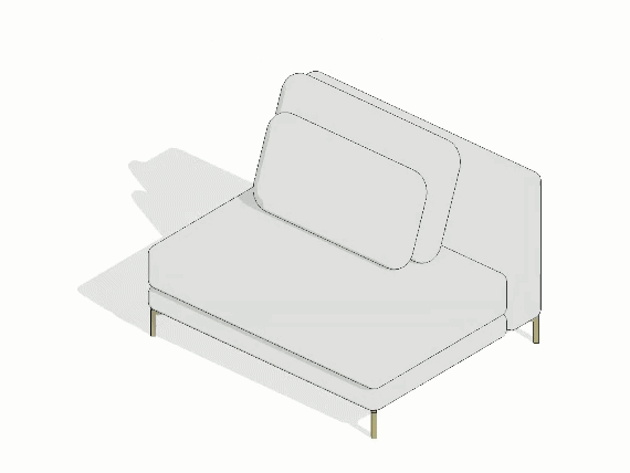 Animated 3D turntable rotation of a modern sofa parametric Revit family component